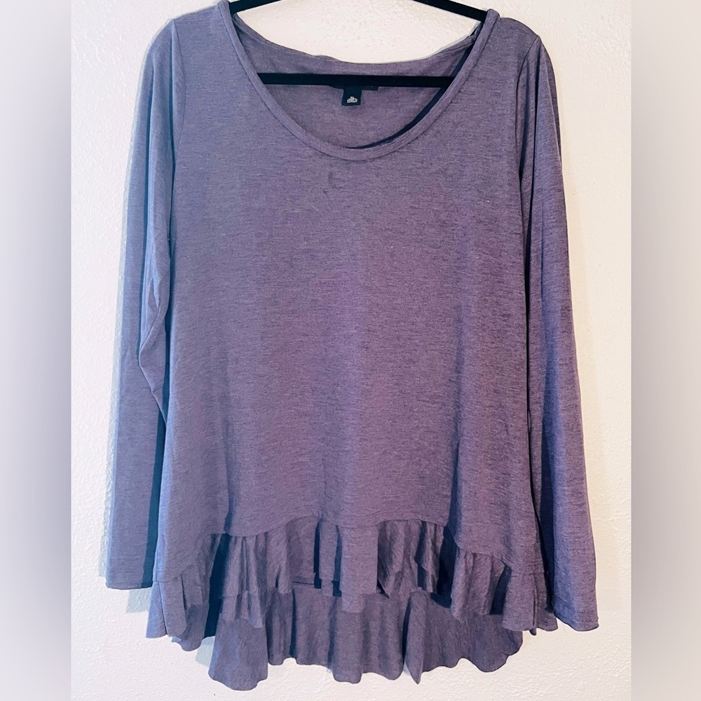 Banana Republic Purple Long Sleeve Ruffle Hem Tunic Top Size XL